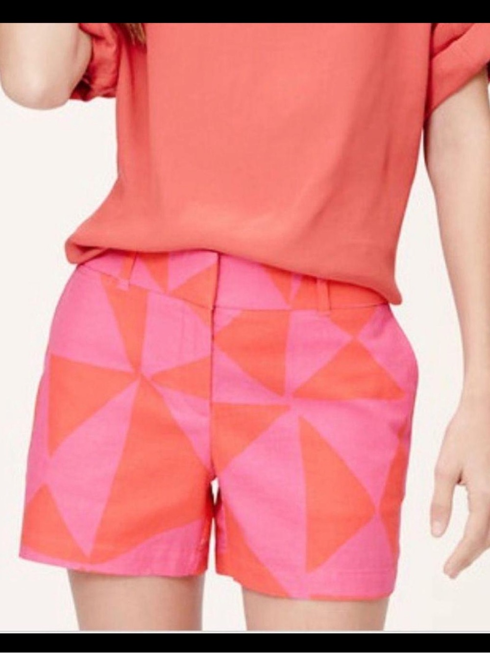 LOFT Ann Taylor Linen Cotton Pink Red Pattern Riviera Shorts NWT 6